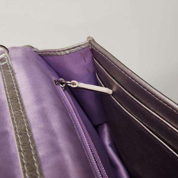 Coach Silver C Embroidered Crossbody with Chain Strap Gray Card Holder - Picture 9 of 12